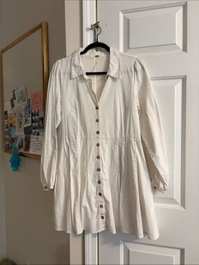 Free People Button-Front Collared Tunic Dress